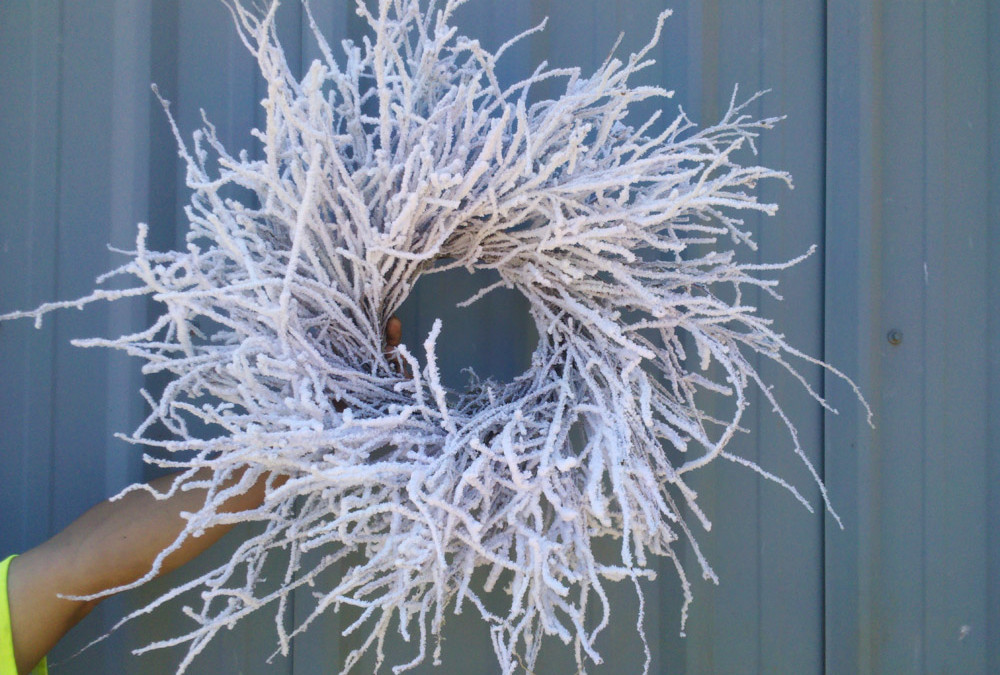 Flocked Twig Wreaths.