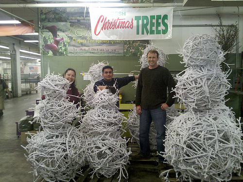 flocked snowmen | Oregon Coastal Flowers LLC flocked snowmen